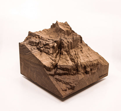 Hahnen - 3D wooden mountain, front view